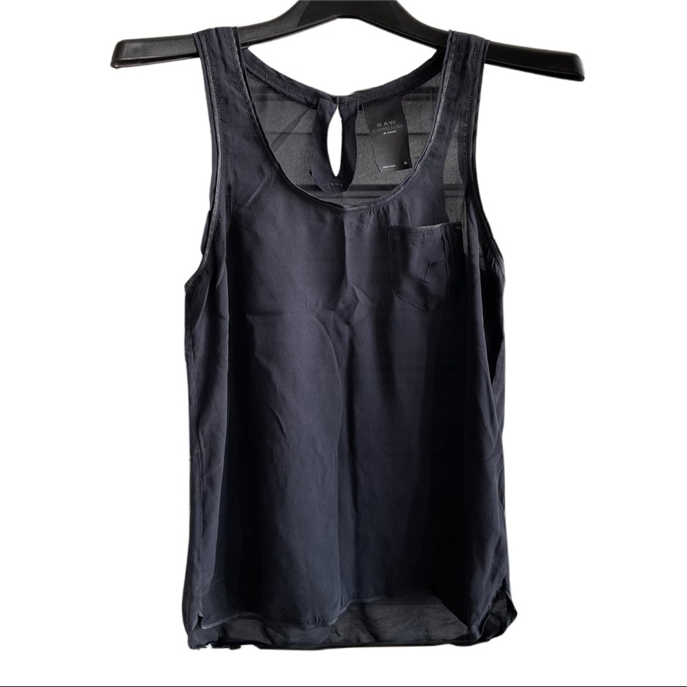 G-Star Navy Sleeveless Tank with Keyhole Back
